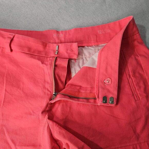 A.N.A Twill Neon Hot Pink Shorts Sz 12 Chinos Slit Pockets - Picture 5 of 6